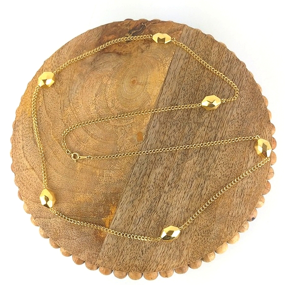 Gold Beaded Matinee Necklace - Picture 4 of 6